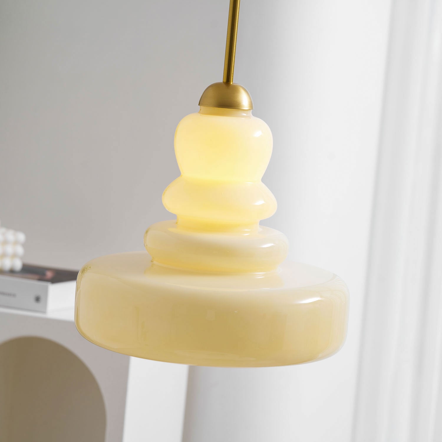 Glazen Hanglamp Industrieel Design Amber & Beige Schoolhouse E26/E27 Fitting Ø30cm voor Woonkamer Keuken Eetkamer | Sansoti