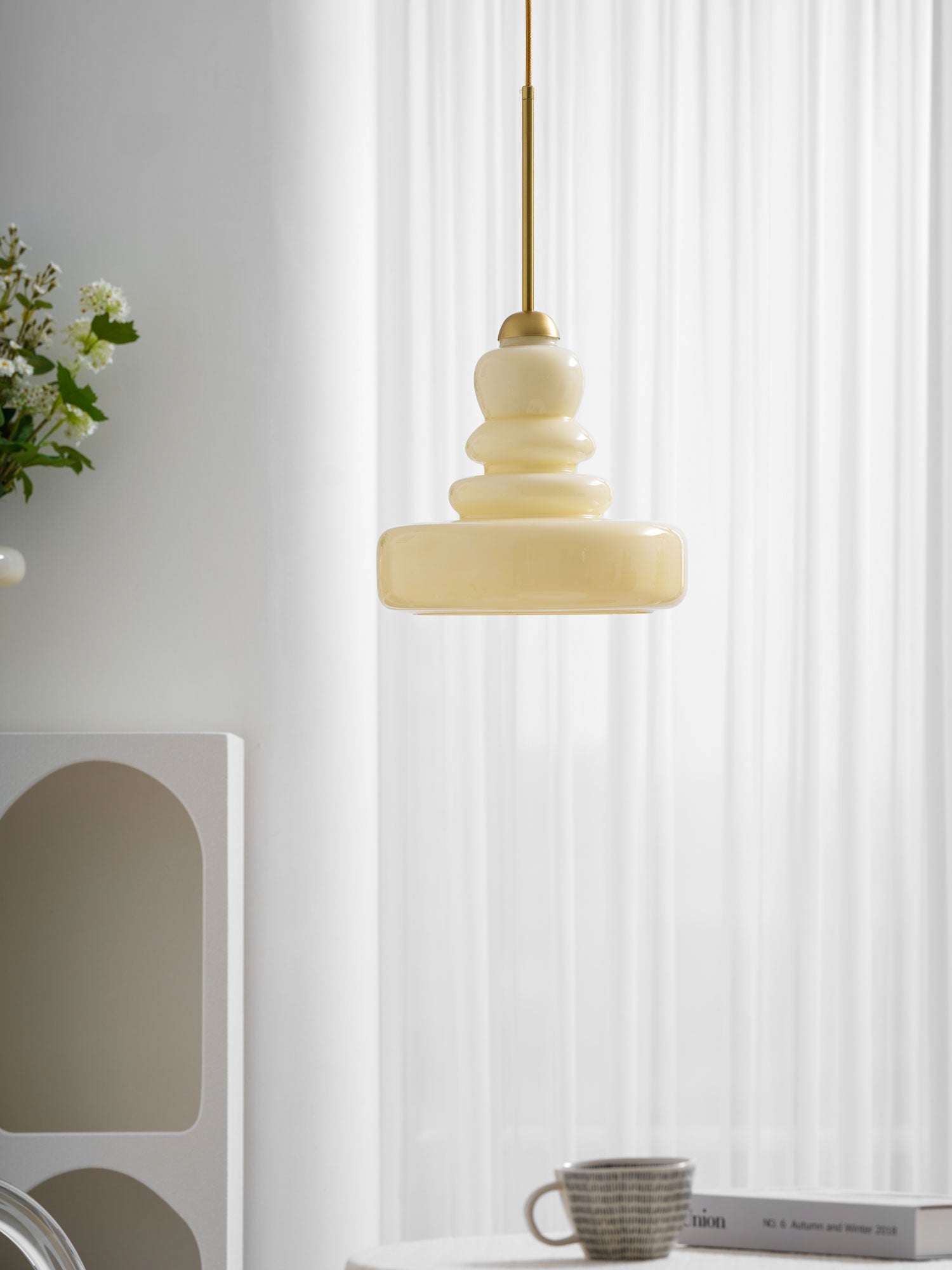 Glazen Hanglamp Industrieel Design Amber & Beige Schoolhouse E26/E27 Fitting Ø30cm voor Woonkamer Keuken Eetkamer | Sansoti