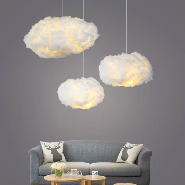 Wolken Hängeleuchte Baumwolle Weich Warm LED Weiß 40cm Schlafzimmer Deckenleuchte | Restfield