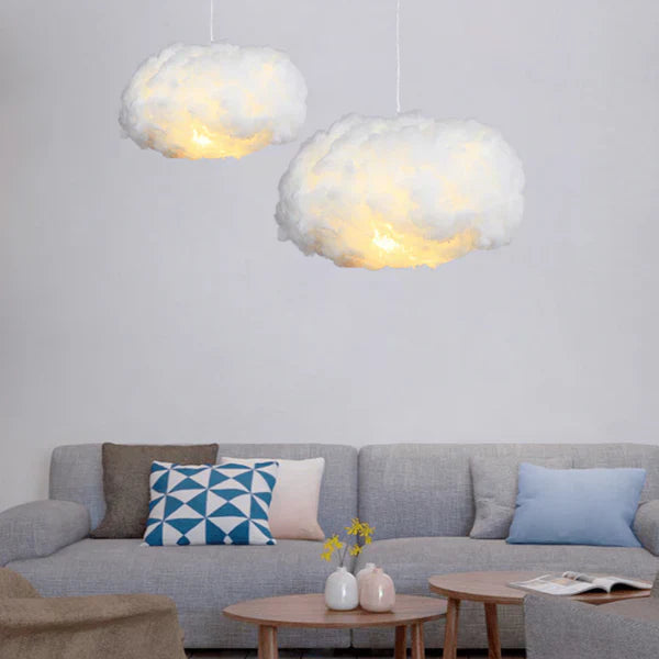 Wolken Hängeleuchte Baumwolle Weich Warm LED Weiß 40cm Schlafzimmer Deckenleuchte | Restfield
