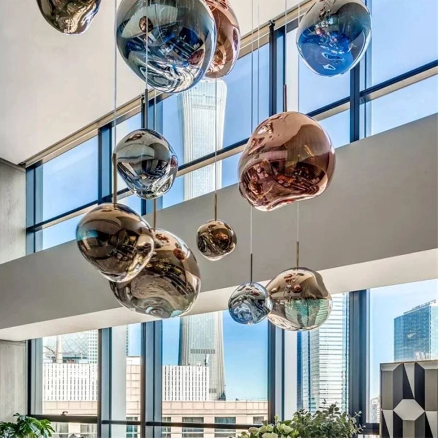 Moderne Lava-Hängeleuchte mit Glas- oder PVC-Kugel und verstellbarer Aufhängungshöhe | Restfield