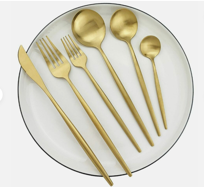 Bestek Set 18/10 RVS met Titanium Coating voor Moderne Gedekte Tafels 4 tot 16 Personen Elegante Tafelbestek | Sansoti