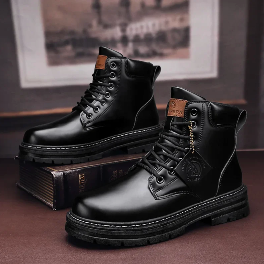 Heren Veterlaars met Orthopedische Steun Zwart Bruin Grijs | Leer Antislip Zool Comfortabel | Sansoti