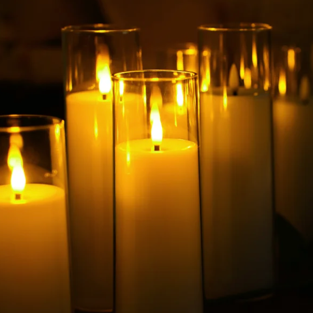 Vlamloze LED Kaarsenset 9 Stuks Acryl Flikkerlicht Sfeerverlichting Decoratie Timer Afstandsbediening | Sansoti