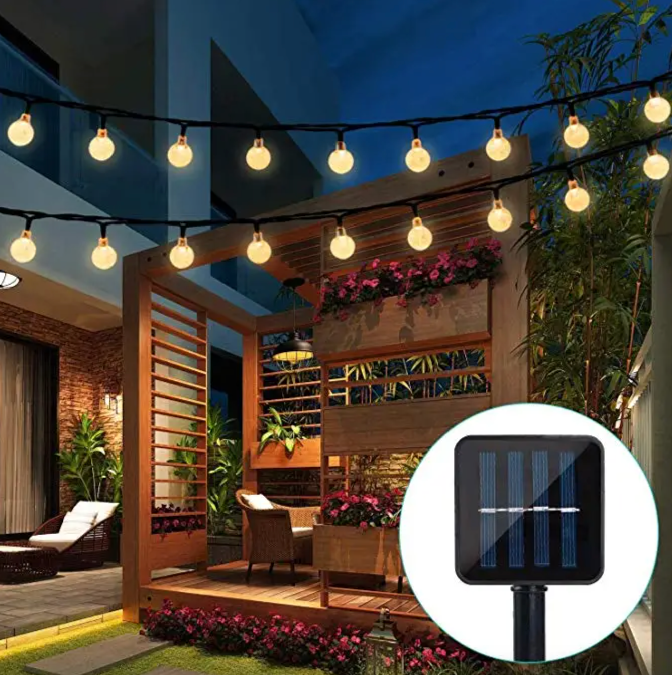 Zonne-energie Fonkelende Tuinverlichting 10 Meter LED Snoer Waterdicht IP65 Buitenverlichting Sfeerlampen voor Tuin Terras en Balkon | Sansoti