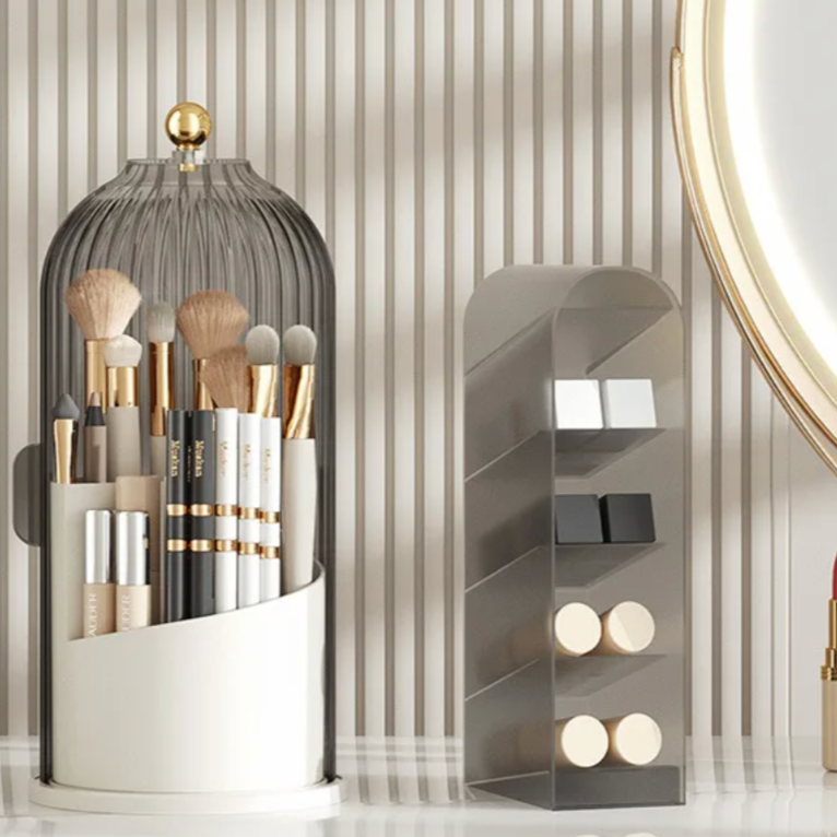 Draaibare Acryl Make-up Organizer – 360° Cosmetica Opbergbox Transparant Waterdicht – Beauty Display Standaard voor Badkamer en Kaptafel | Sansoti