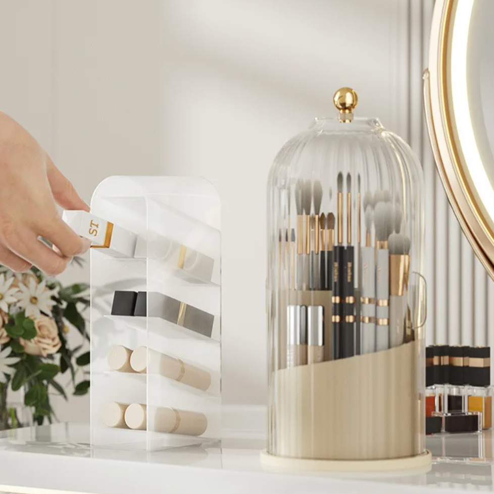 Draaibare Acryl Make-up Organizer – 360° Cosmetica Opbergbox Transparant Waterdicht – Beauty Display Standaard voor Badkamer en Kaptafel | Sansoti