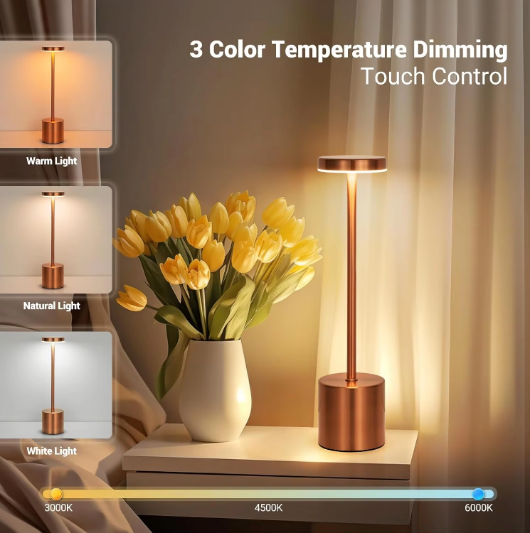 LED-Tischlampe Kabellos Wiederaufladbar mit Touch-Sensor – Dimmbare Design-Tischlampe