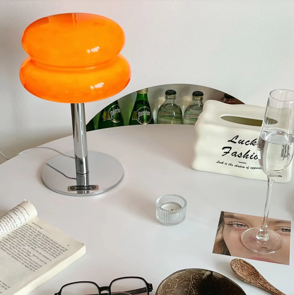 Bauhaus Tischleuchte Glas Design Italienisch Dimmbar LED Nachttischlampe USB | Restfield
