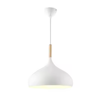 Suspension Scandinave Aluminium Bois Design E27 Couleurs 24cm | Restfield