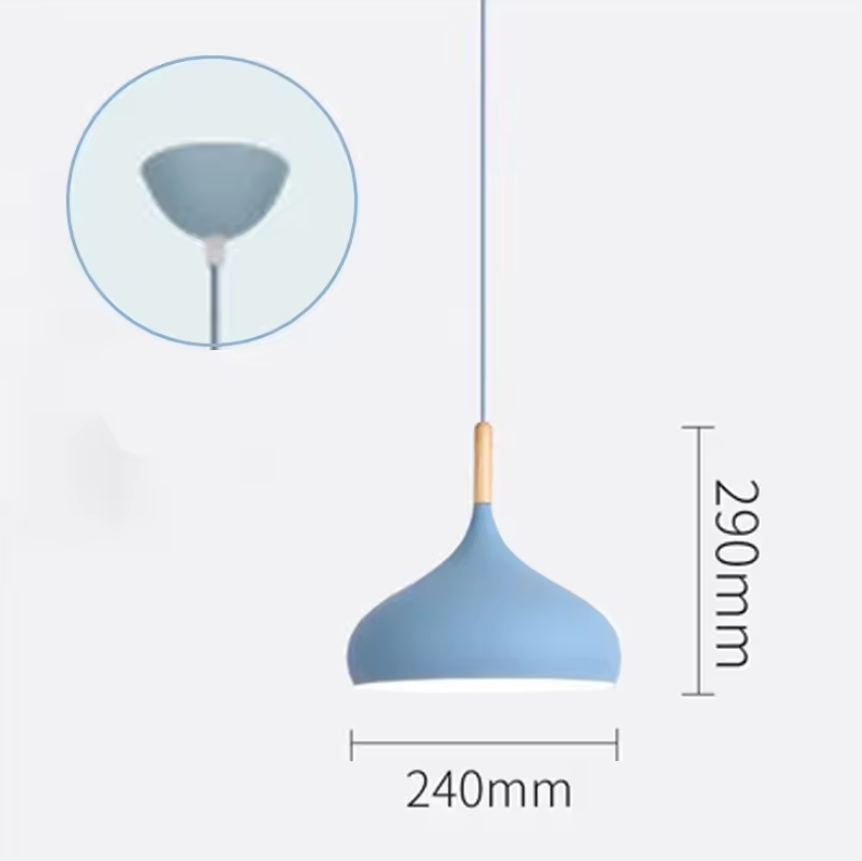 Suspension Scandinave Aluminium Bois Design E27 Couleurs 24cm | Restfield