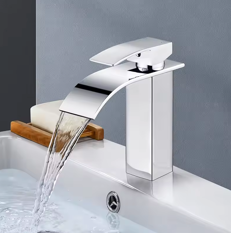 Robinet Cascade pour Lavabo Inox Eau Chaude Froide Mitigeur Noir Or Argent | Restfield