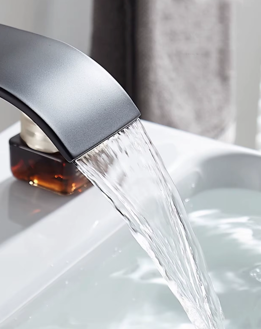 Robinet Cascade pour Lavabo Inox Eau Chaude Froide Mitigeur Noir Or Argent | Restfield