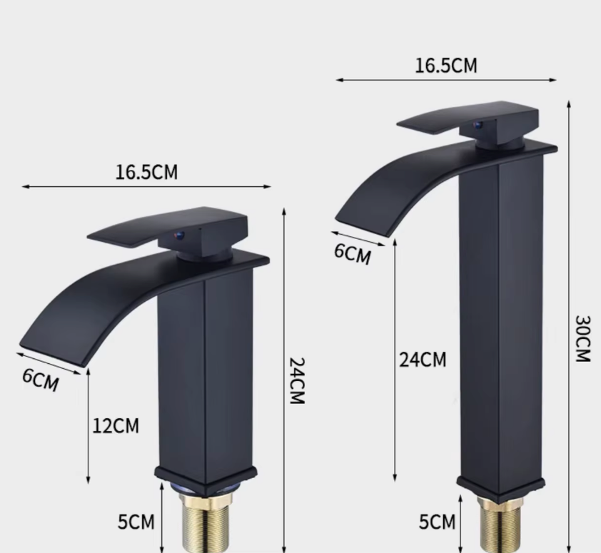 Robinet Cascade pour Lavabo Inox Eau Chaude Froide Mitigeur Noir Or Argent | Restfield