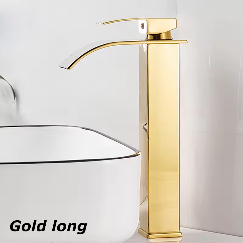 Robinet Cascade pour Lavabo Inox Eau Chaude Froide Mitigeur Noir Or Argent | Restfield
