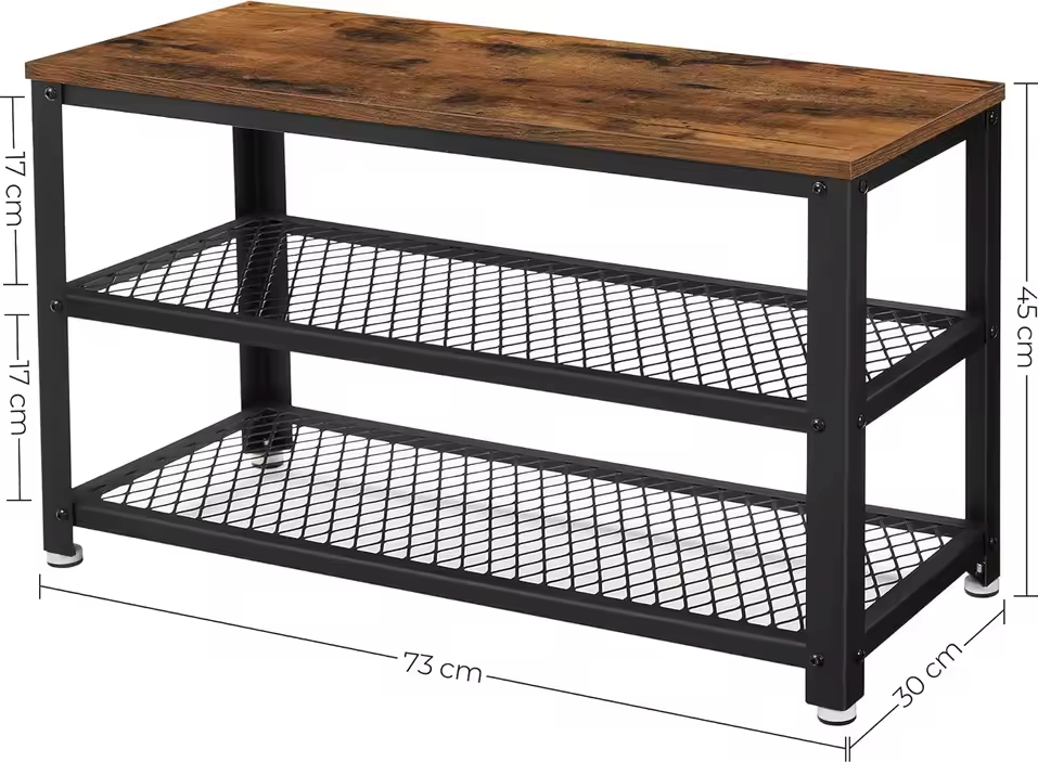 Garderoben-Set Industrial Garderobe mit Schuhbank Holz Metall | Restfield