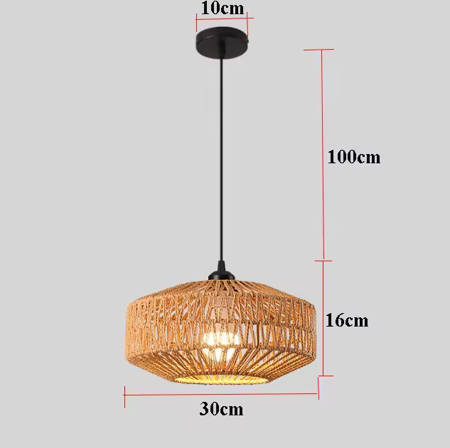 Suspension en rotin tressée à la main Lampe de plafond naturelle Marron E27 Salon | Restfield