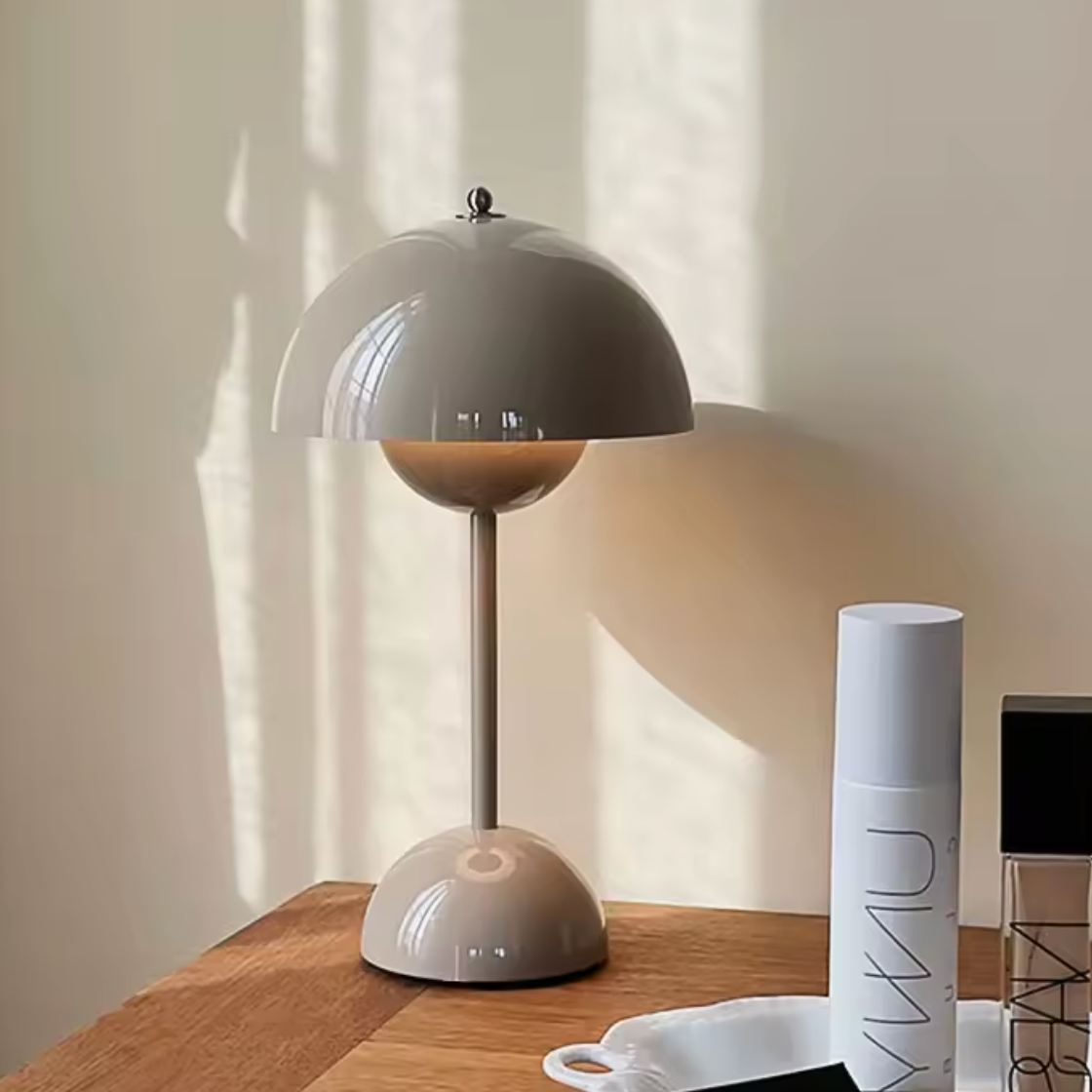 LED Tafellamp Paddenstoel Oplaadbaar Dimbaar Design Metaal 29cm | Sansoti