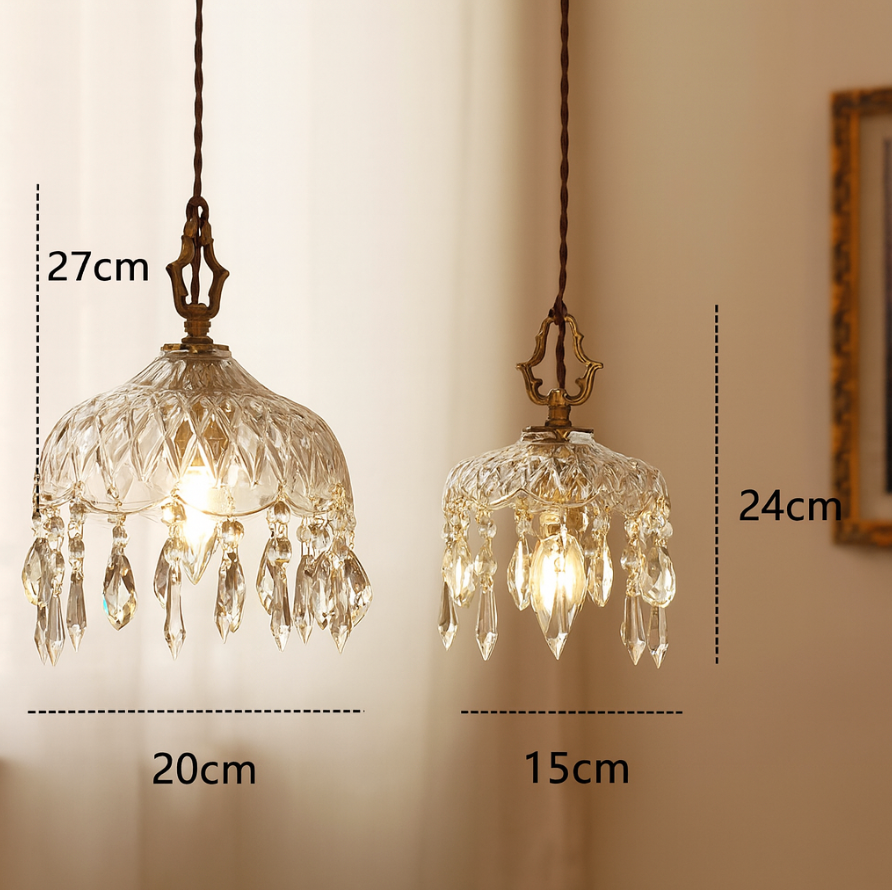 Kristall Hängelampe Kupfer E14 Vintage Blume K9 Kristall Glas Schlafzimmer Flur Eingang Romantisch Pendelleuchte Antik | Restfield