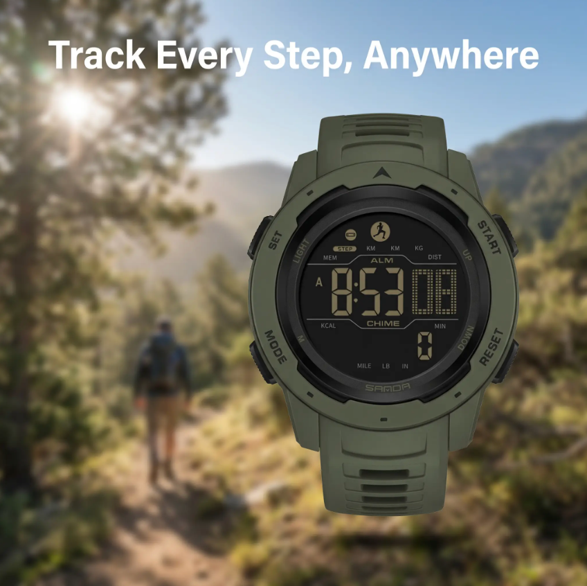 Digitaal Sporthorloge met Stappenteller – Waterbestendig Outdoorhorloge 5 Bar Waterdicht | Sansoti