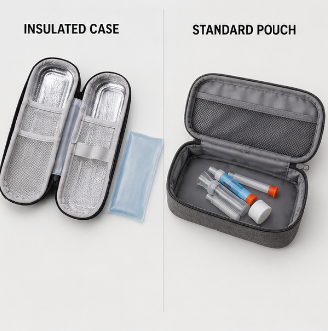 Sac isotherme pour médicaments avec poche de gel 20x7,5cm Voyage Maintien de la température Transport des médicaments Isolation Compact | Sansoti