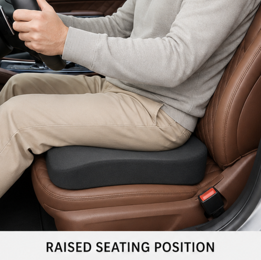 Ergonomisch Autokussen Wigvorm Memory Foam Zitverhoging Anti-Slip Ademend Comfort voor Lange Ritten Auto | Sansoti