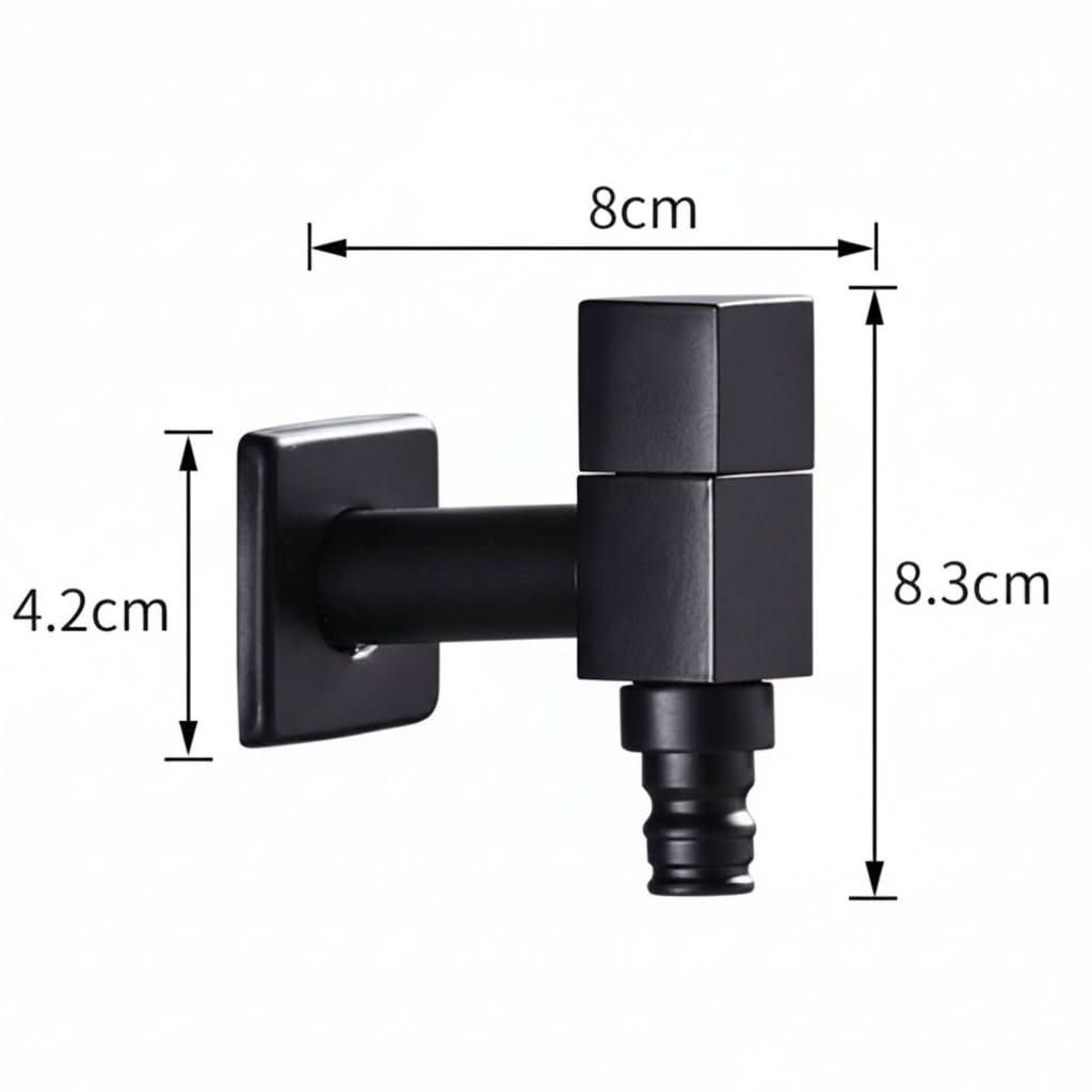 Wandarmatur Mattschwarz für Küche, Badezimmer, Garten und Balkon, Messing-Waschtischarmatur, Außenhahn, G1/2-Anschluss | Sansoti