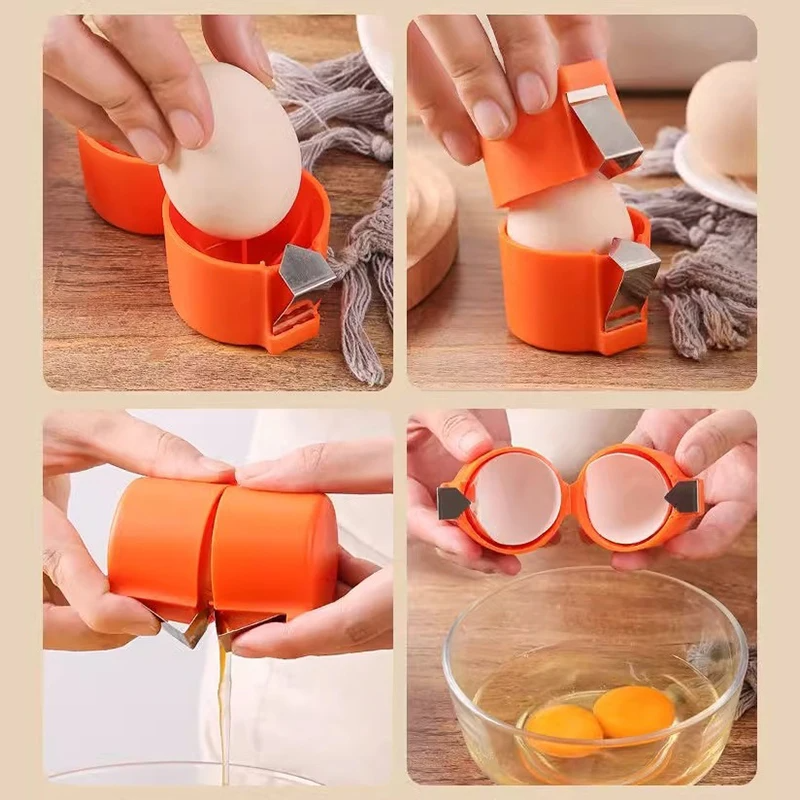 Egg Separator and Opener Orange Plastic Kitchen Tool Multifunctional for Baking Cooking Breakfast | Sansoti