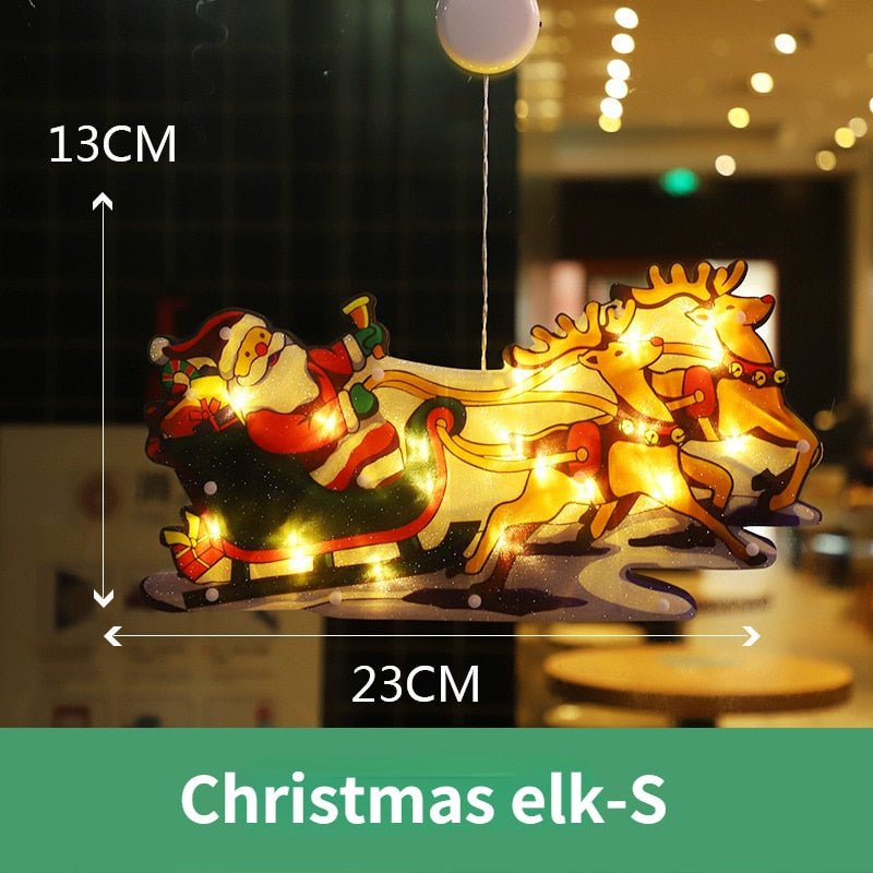 LED Raamverlichting Kerstmotieven Batterij Silhouet Sfeerlicht Figuren met Zuignap Decoratief Venster | Sansoti