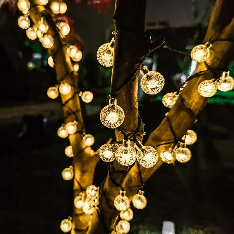 Snoerverlichting op Zonne-energie 20 LED Bollampjes Waterdicht Sfeerverlichting Tuin Terras Feest IP44 | Sansoti