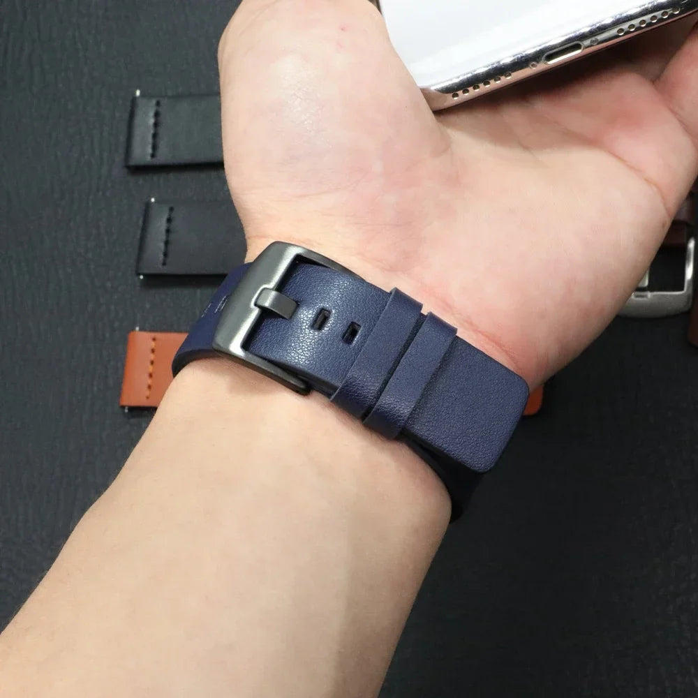 Leder-Uhrenarmband mit Schnellverschluss, 20 mm, 22 mm, 26 mm, Smartwatch-Armband, Unisex, braun, schwarz, blau, verstellbar | Sansoti