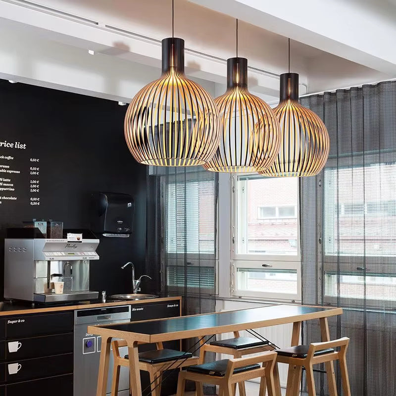 Organische Houten Hanglamp Natura Orb 35-45 cm voor Eettafel Woonkamer Warm Sfeerlicht Scandinavisch Design | Sansoti