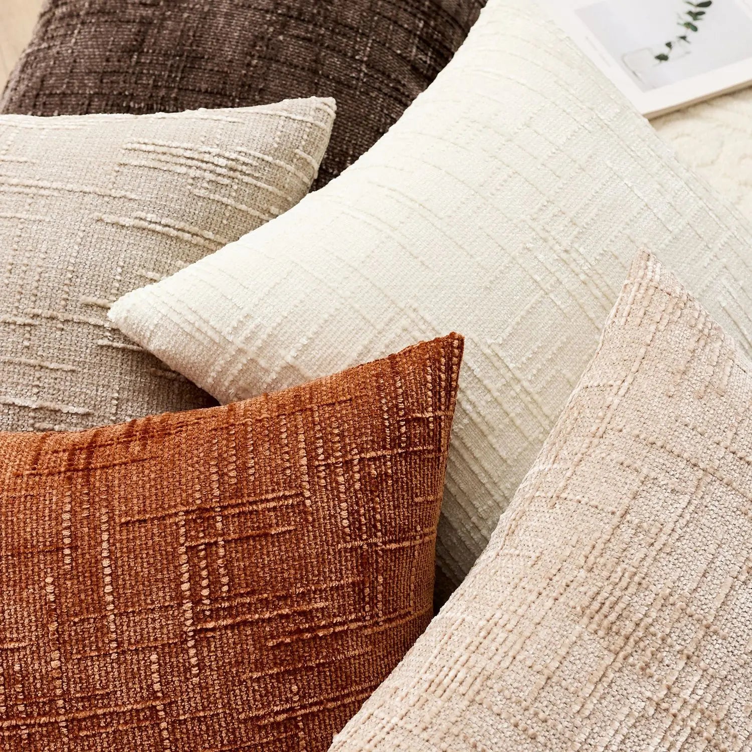 Kussenhoes Chenille Bamboe Structuur Effen 40 45 50cm Voor Bank En Slaapkamer | Sansoti