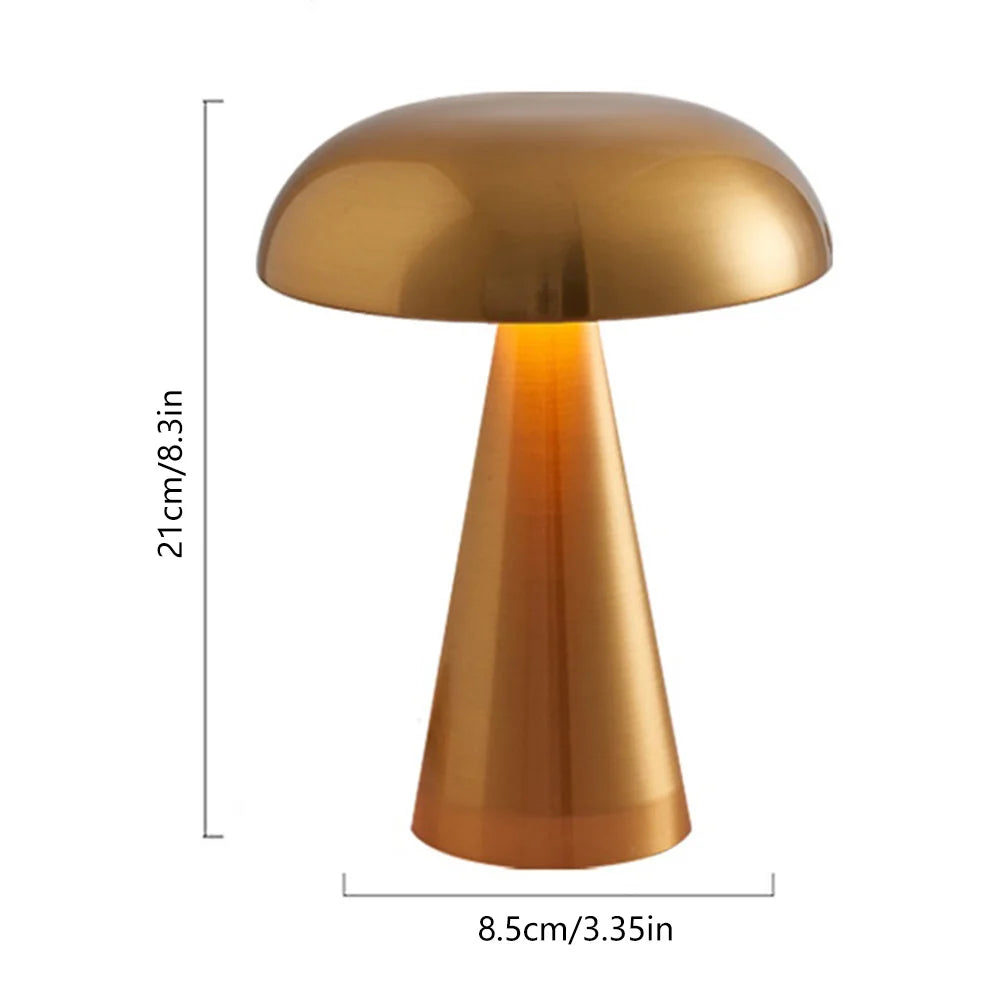 LED Paddenstoellamp Metaal met Aanraakbediening Draadloos Oplaadbaar Tafellamp Nachtlampje 21cm | Sansoti