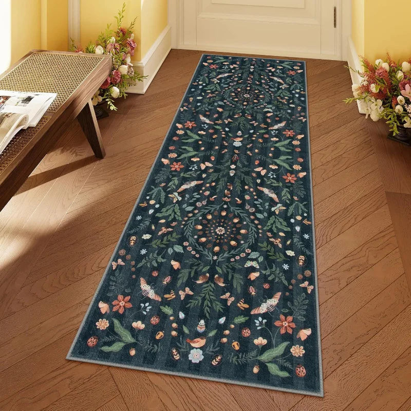 Tapis de couloir géométrique rose, chemin de table 80-500 cm antidérapant en polyester pour entrée, véranda et escaliers | Sansoti