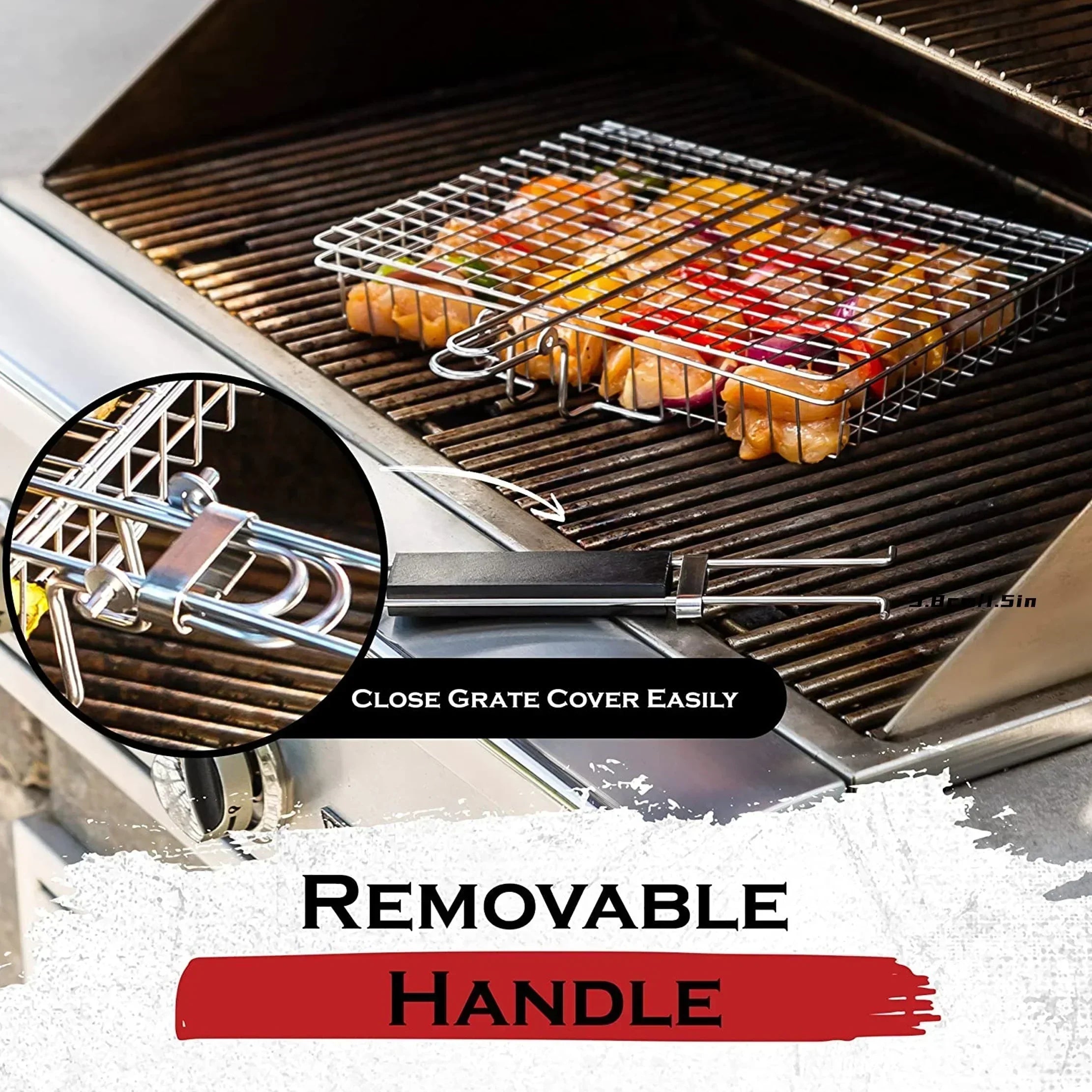Inklapbare Grillmand Roestvrij Staal Antiaanbak BBQ Groente Vlees Vis Camping Barbecue Houtskool Grill | Sansoti
