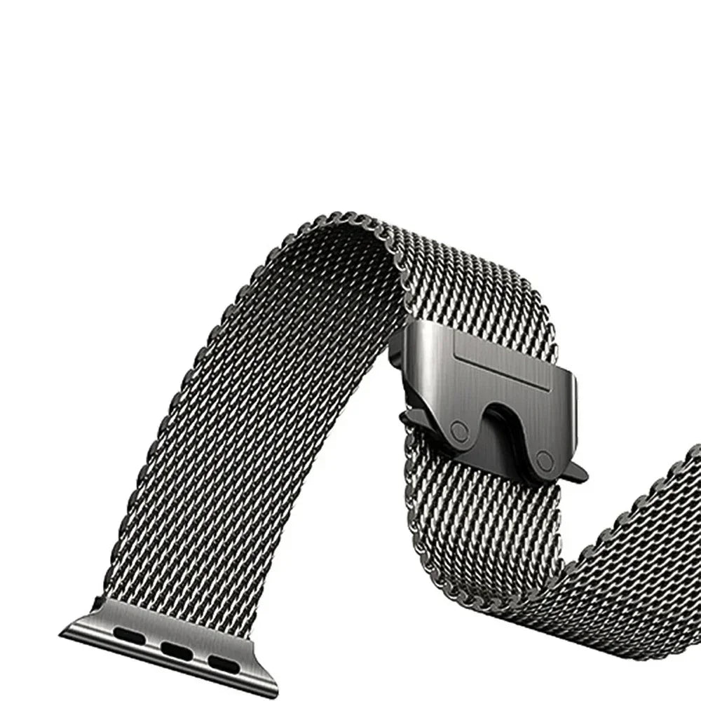 Bracelet de montre milanais en titane pour smartwatch, noir gris, réglable 38-49 mm, unisexe, élégant et confortable | Sansoti