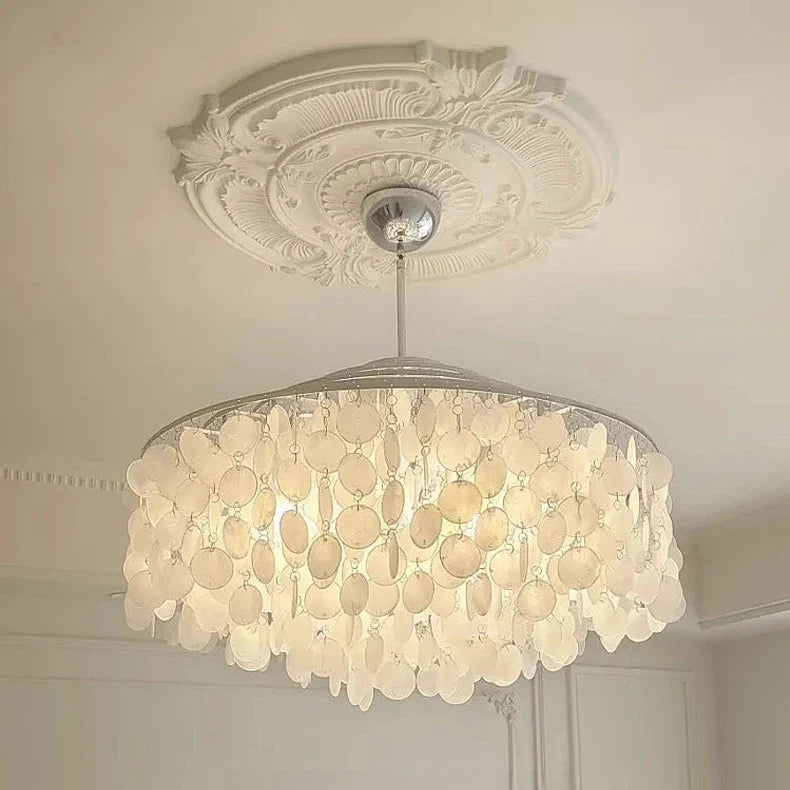 Runder Muschel-Kronleuchter Gold Silber LED Wohnzimmer Esszimmer Schlafzimmer Hotellobby Treppenhaus Salon | Sansoti