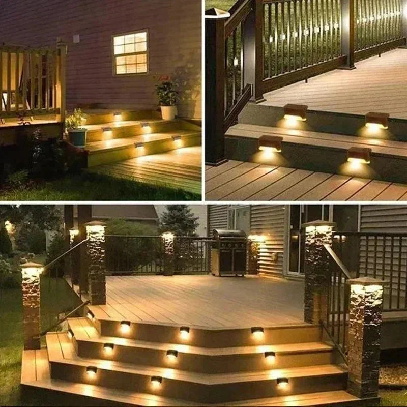 Zonnetuinlampjes Set 8 Stuks Trapverlichting Automatisch Warm of Koud Licht LED 0,5W PVC Waterdicht voor Trappen Terrassen Tuinpaden Zonne-energie Draadloos Schemeringssensor | Sansoti