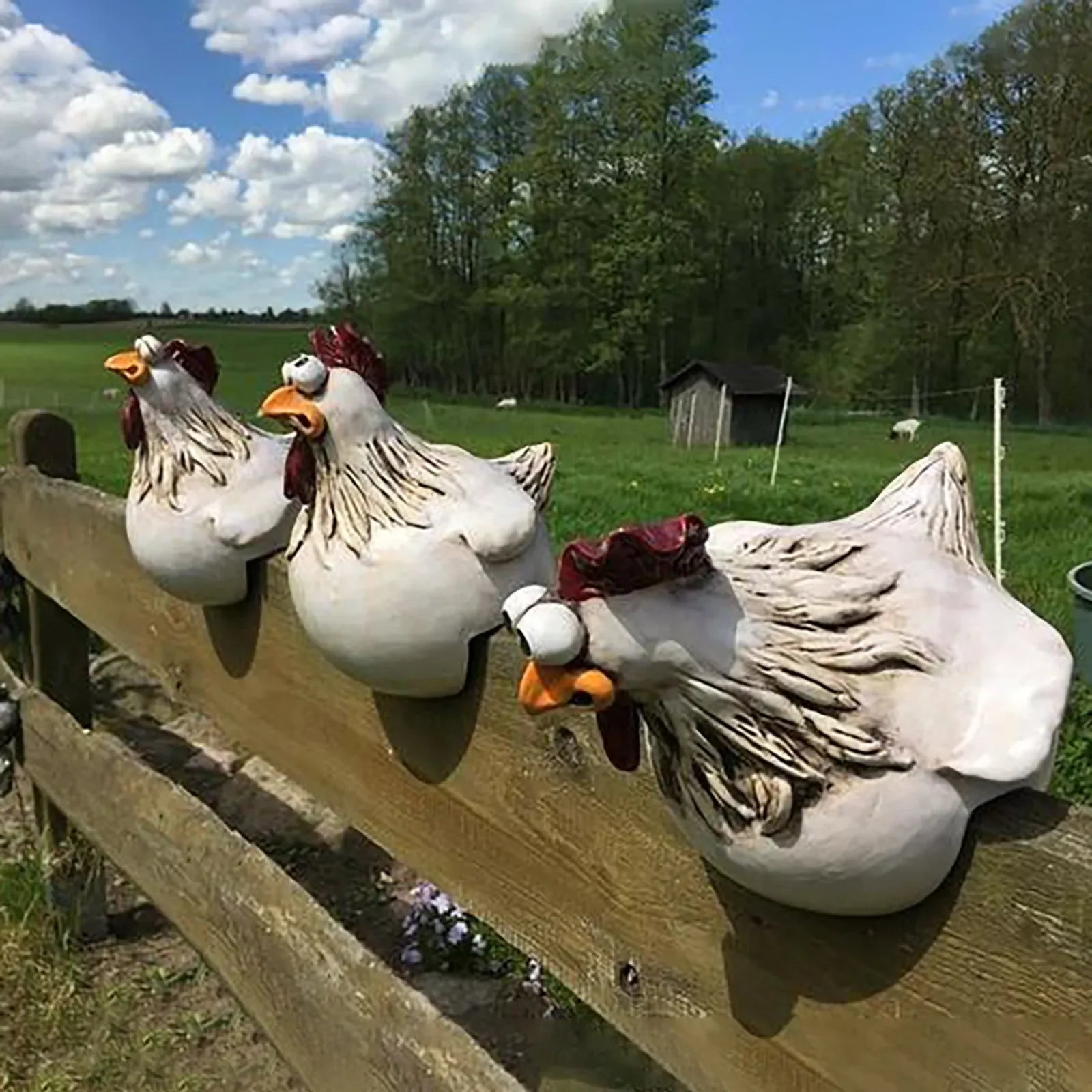 Décoration Clôture Poule Rigolote Résine 14cm Jardin Figurine Ferme Clôture Ornement Décoration Extérieure Cadeau Figurine de Jardin | Restfield