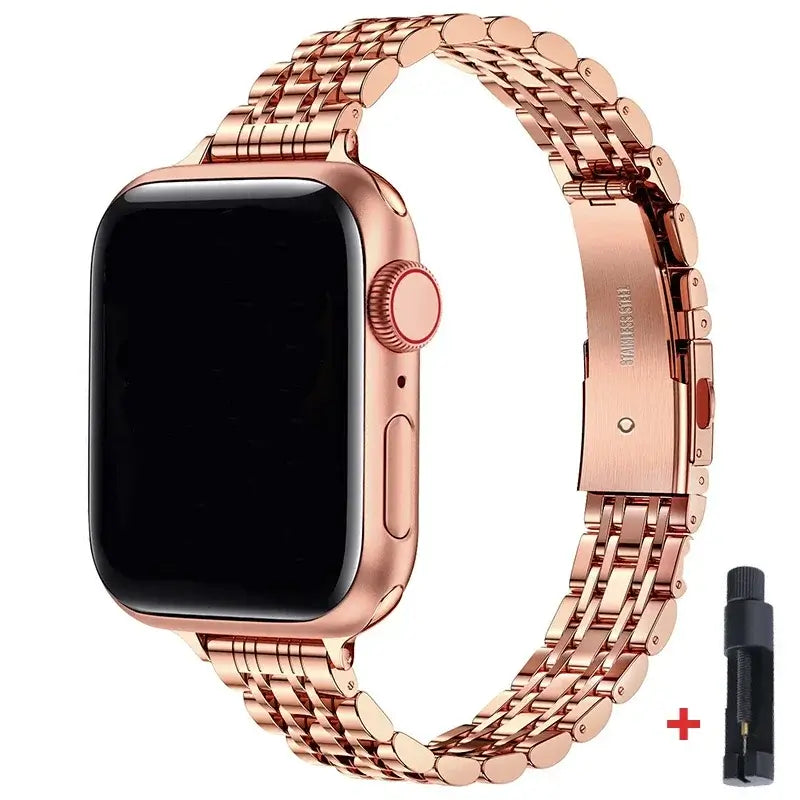 Edelstahl-Smartwatch-Armband 38-49 mm Metallarmband Elegantes Gliederarmband Verstellbare Uhr | Sansoti