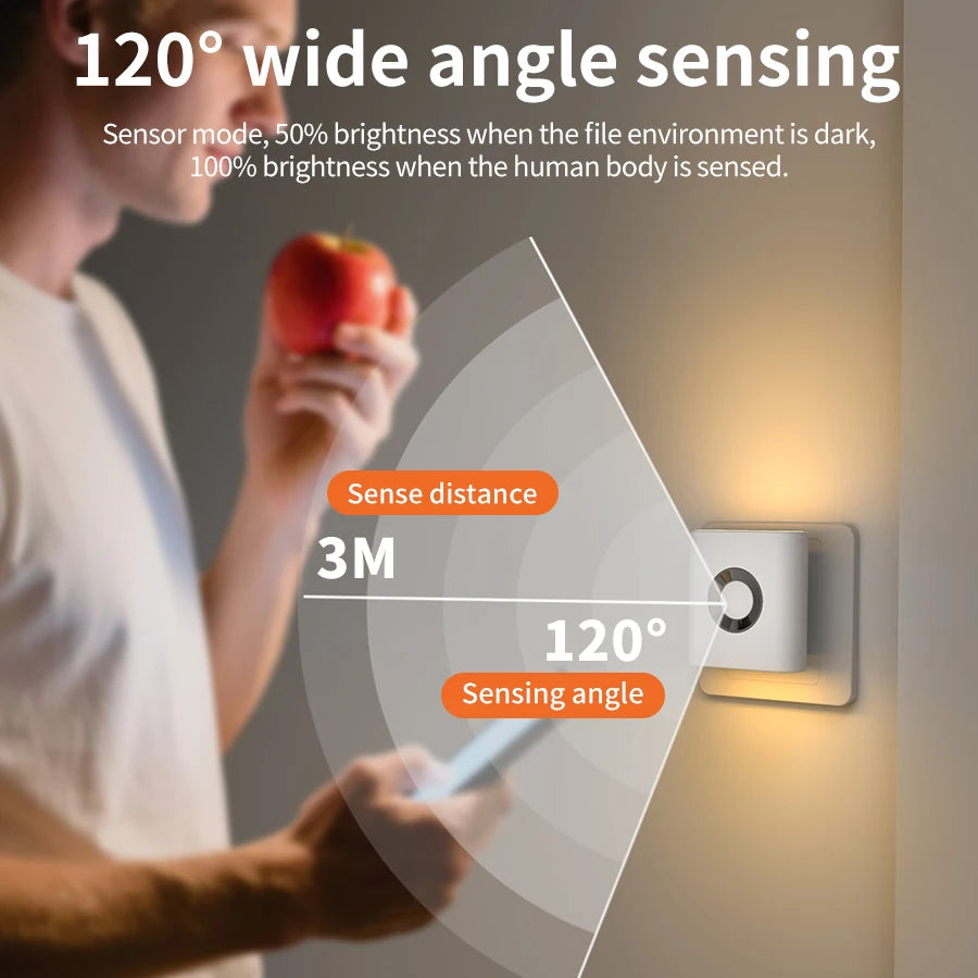LED Wandlamp Stopcontact Bewegingssensor 5.8G Radar Warm Wit Slaapkamer Gang Toilet Nachtlamp Automatisch Sensor Nachtlicht Plug-in | Sansoti