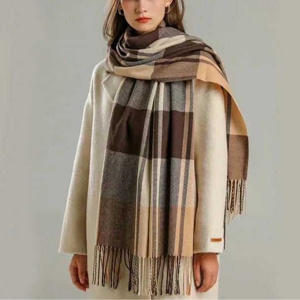 Geruite Sjaal met Klassiek Patroon – Warm & Stijlvol Accessoire voor Herfst en Winter | Sansoti