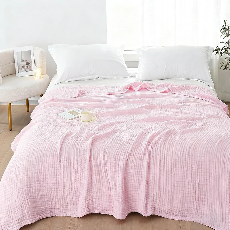 Gauze Blanket 100% Cotton Six-Layer Woven Blanket Breathable Lightweight Summer Blanket Bed Sofa Throw for Adults | Sansoti