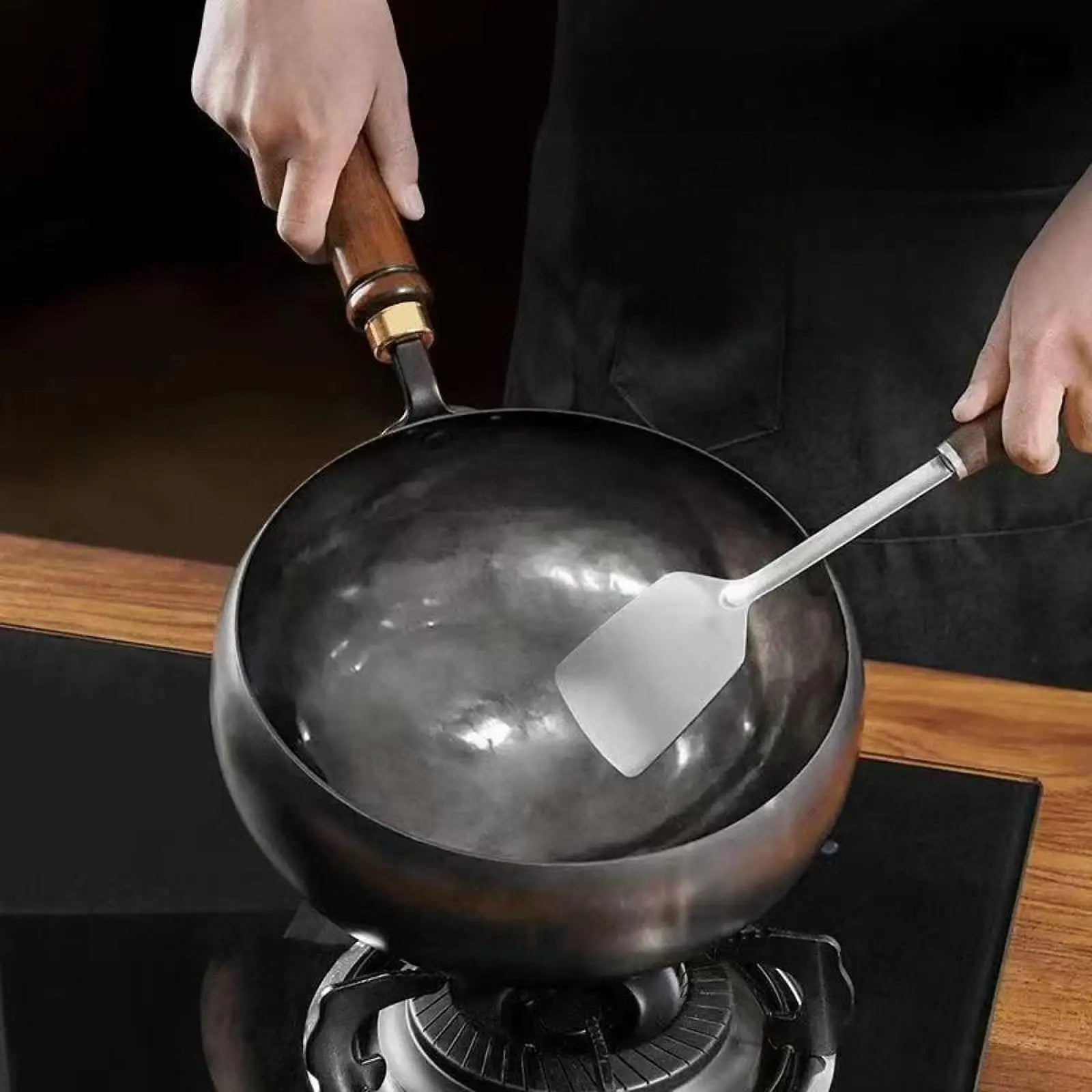 Tiefe Eisenwokpfanne mit Deckel 24cm 26cm 28cm 30cm Antihaft Induktion Gas Keramik Elektro Wok Pfanne Gusseisen Kochen | Restfield
