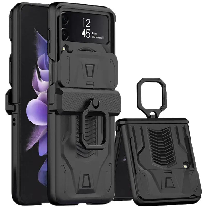 Magnetic Foldable Phone Case with Ring Holder for Z Flip 3 & 4 Flip Camera Shockproof Protective Case | Sansoti