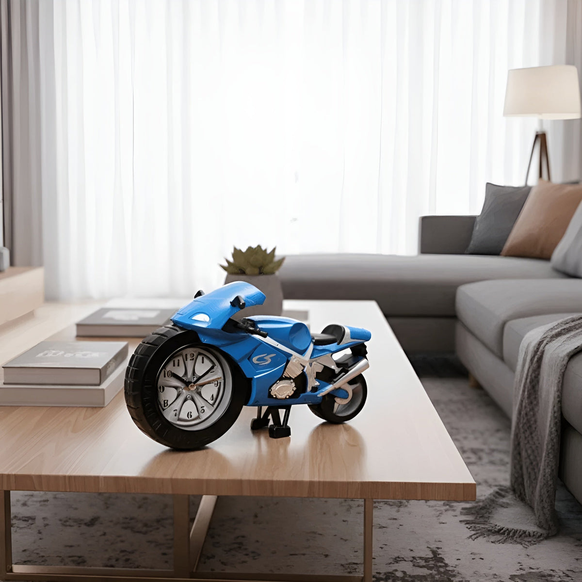 Motorrad-Wecker mit großem Zifferblatt, Kinderuhr, Sportmotorrad-Design, dekorativer Wecker, Zeitanzeige, robust | Sansoti