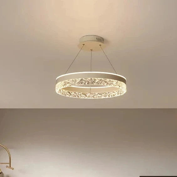 Lustre LED rond avec incrustations en cristal, à intensité variable et réglable, design moderne, éclairage de plafond pour salon | Sansoti