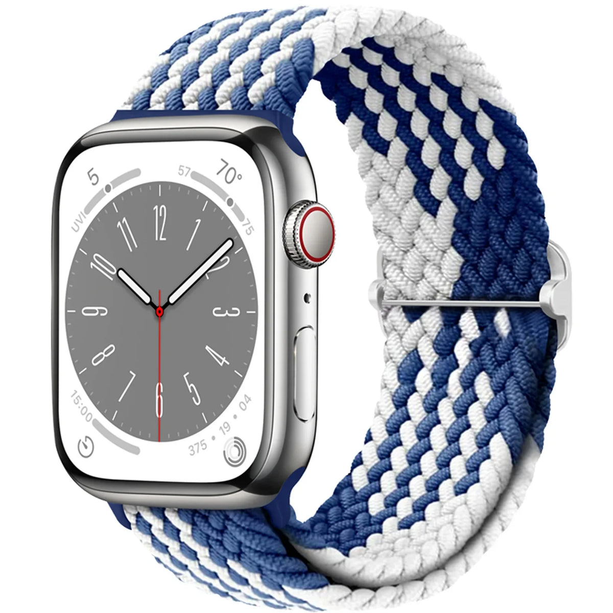 Elastisch gevlochten nylon smartwatch-bandje, 38–49 mm, verstelbaar en ademend, sportband voor Apple Watch | Sansoti