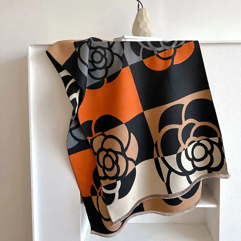 Beidseitiger Kaschmirschal mit Blumenmuster 185x65cm Winteraccessoire Eleganter Wickelschal Luxuriöser Schal für Damen und Herren | Sansoti